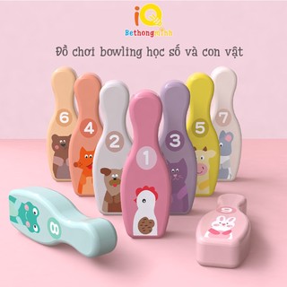 Đồ chơi Gỗ thông minh ném Bowling học số và con vật bằng gỗ cao cấp BeThongMinh