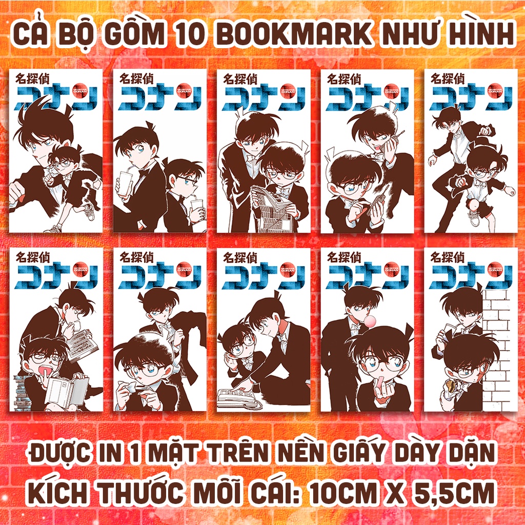 BỘ 10 bookmark CONAN & SHINICHI - bookmark anime manga Thám Tử Lừng Danh xinh xắn