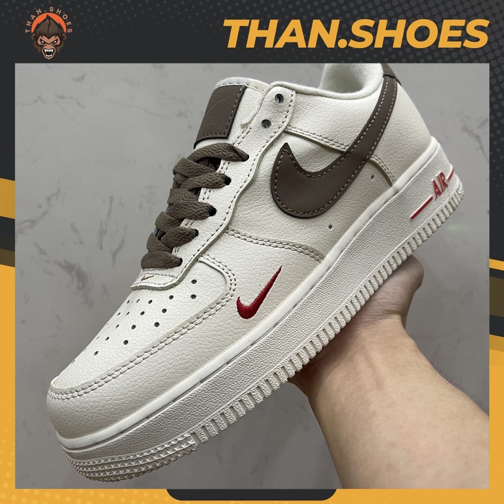 Giày Air Force 1 Low Premium White Brown, AF1 Móc Nâu - Than.Shoes