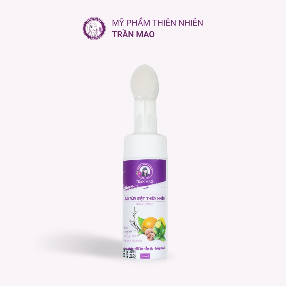 Sữa Rửa Mặt Thiên Nhiên & Đầu Cọ Silicon Trần Mao - Làm Sạch Sâu, Se Khít Lỗ Chân Lông