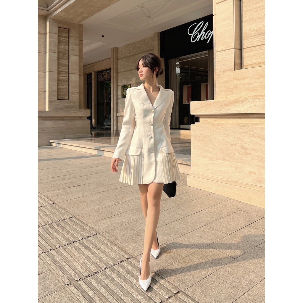 COCO SIN - Đầm Vest Đính Đá Phối Dập Ly