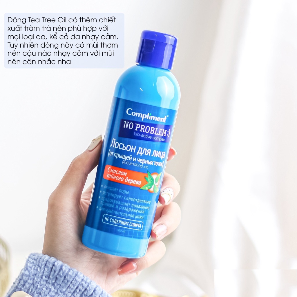 Toner Compliment No Problem Salicylic Acid, Nước hoa hồng làm sạch da Toner vạch cam Tràm trà - Nước cân bằng da