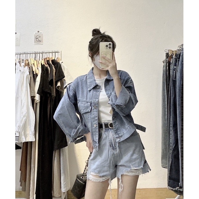 Quần đùi bò rách