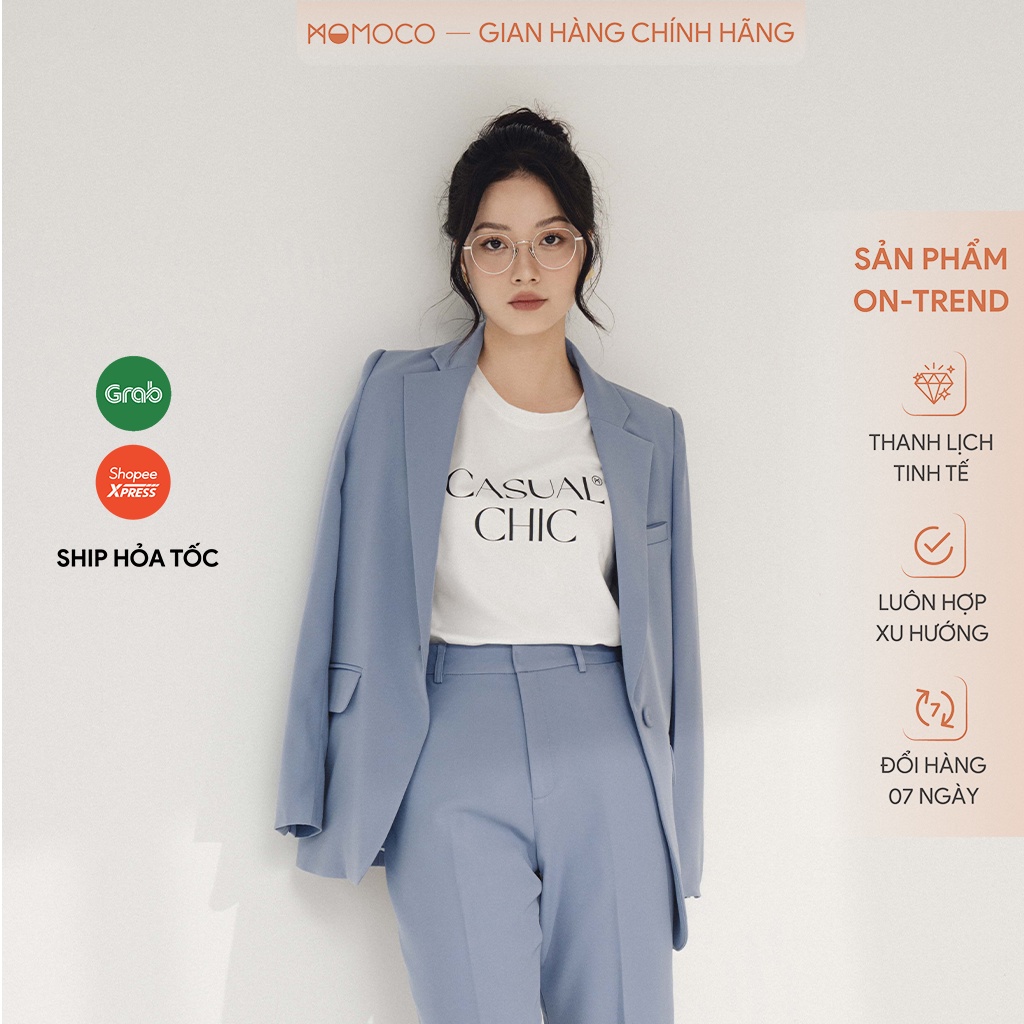 Áo Blazer Nữ Dáng Suông Xẻ Tà MOMOCO 02 Lớp Chất Liệu Cao Cấp, Thanh Lịch M3034