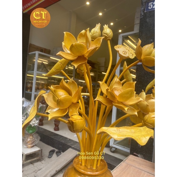 Bình Sen Gỗ Mít 17 Bông 🌺