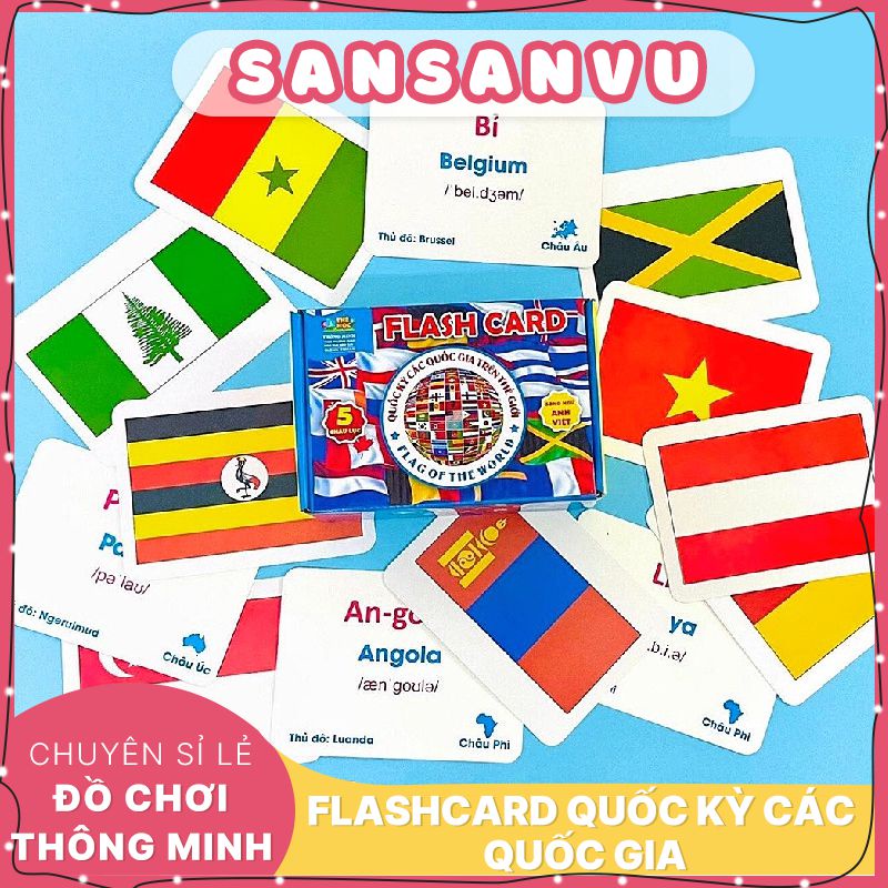 Thẻ Học GLENN DOMAN Quốc Kì Các Nước Trên Thế Giới Gồm 180 Thẻ Flashcard Cờ Các Quốc Gia.