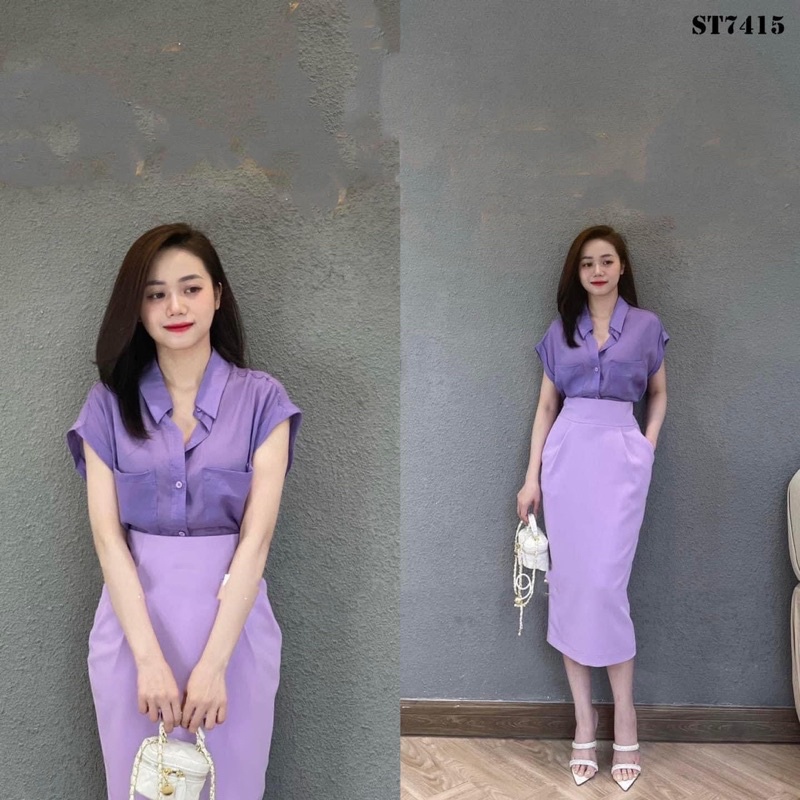 Chân Váy Bút Chì Bom Hàn Quốc Xẻ Sau Dài 70cm Có Túi Chéo 2 Bên