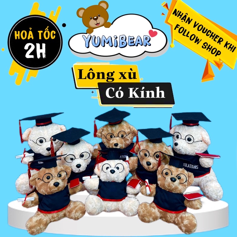 Lông Xù Có Kính 3 Size (20cm,30cm,35cm) Gấu Đẹp Giá Rẻ