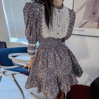 Váy hoa nhí tay bồng màu tím
