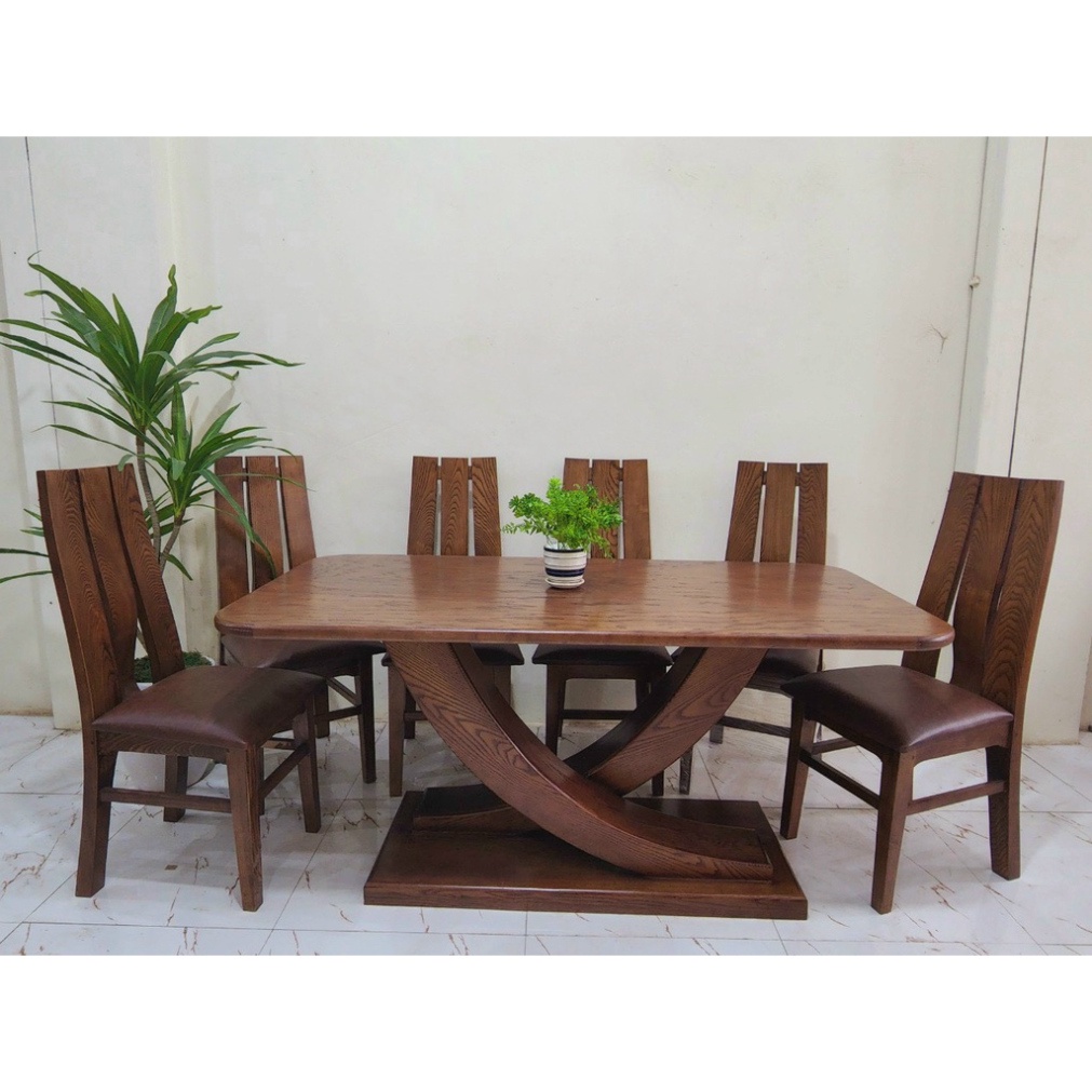 Sofagiaxuong Bàn Ăn Gia Đình 6 Ghế Gỗ Tự Nhiên Sang Trọng