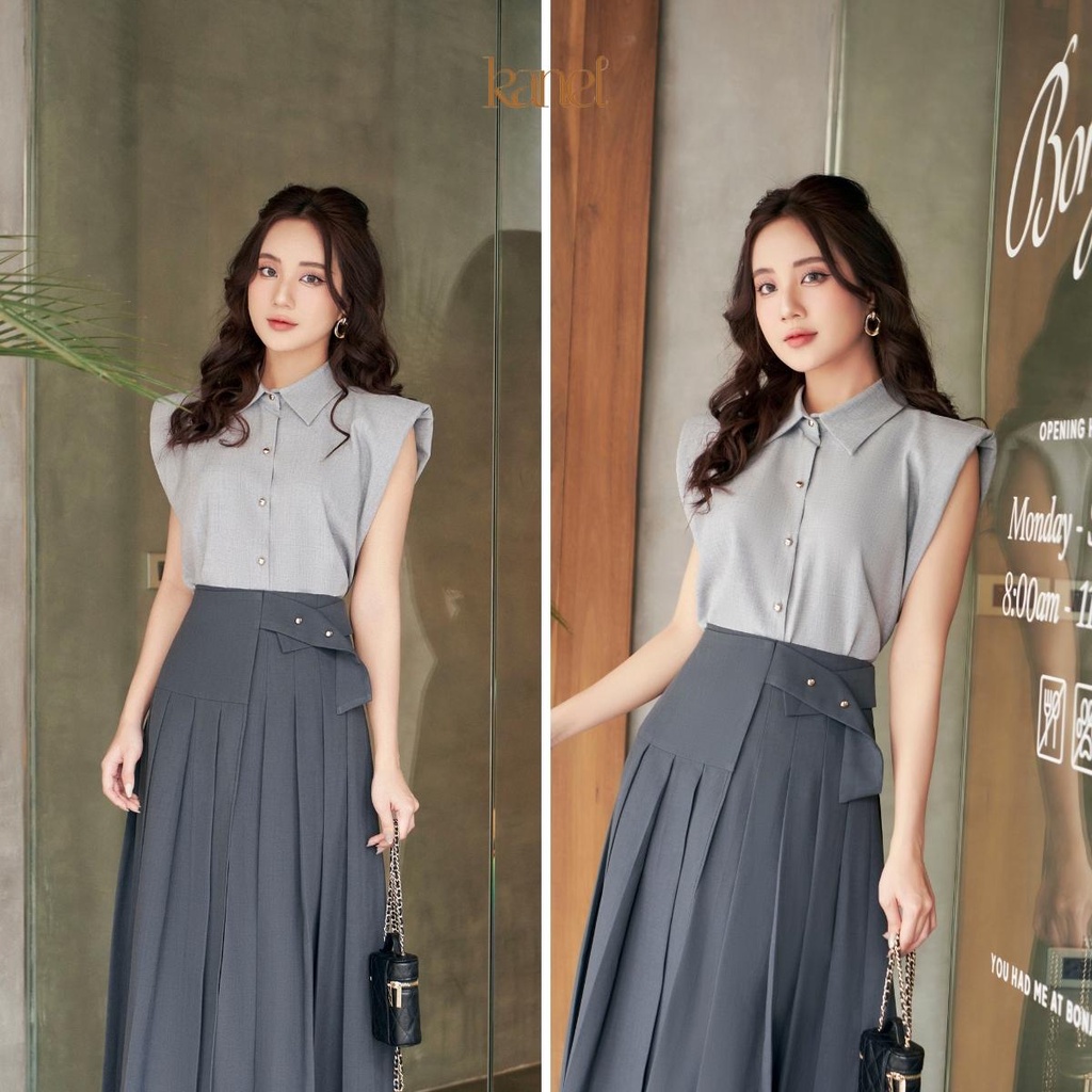 Áo sơ mi KANEL sát nách, có đệm vai - A1638