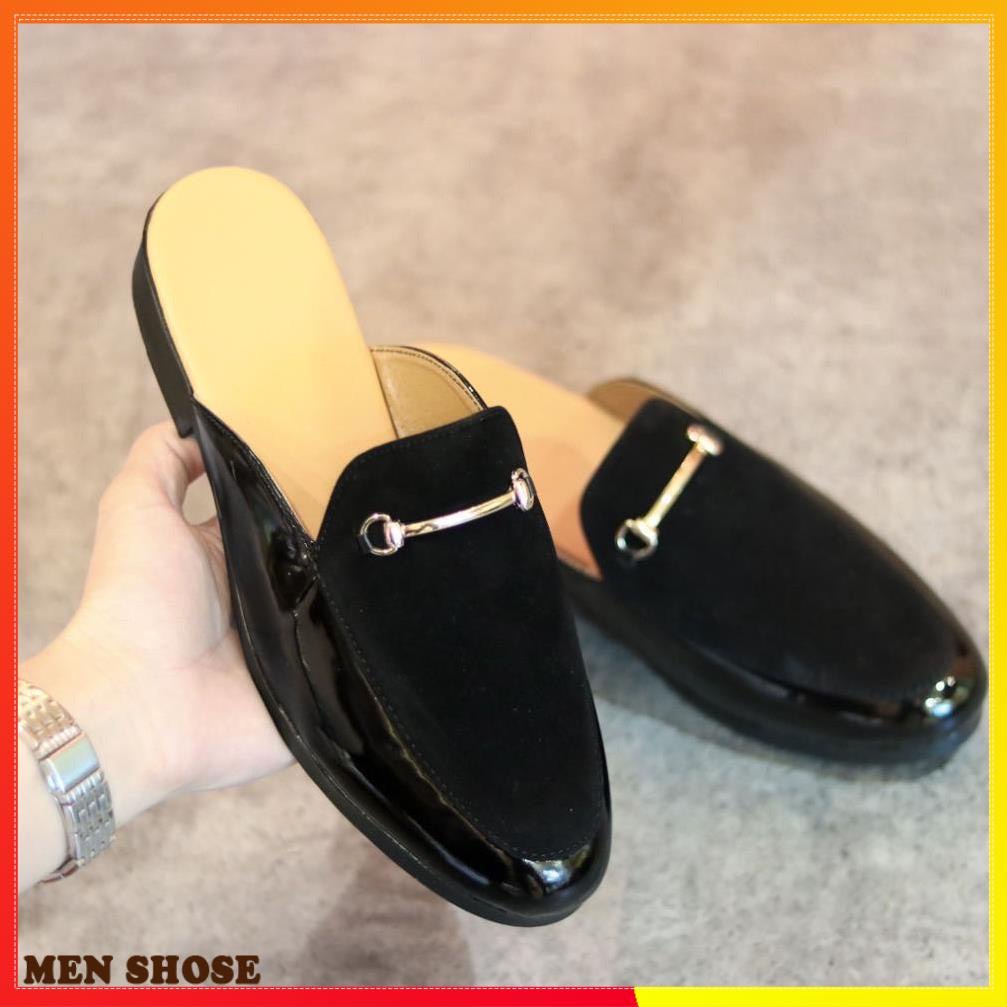 Giày sục nam da bóng ⭐sục nam kết hơp da lộn ⭐ sục nam giá rẻ khuyên vàng ⭐