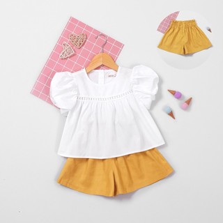 Set áo babydoll tay phồng + qs linen