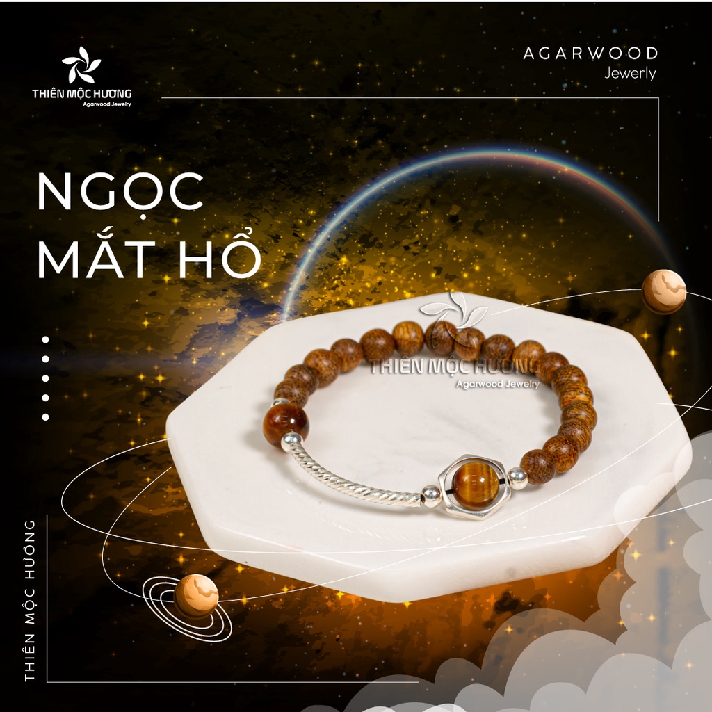 Vòng tay trầm hương tự nhiên mix charm bạc 925 cao cấp - Thiên Mộc Hương - Trầm Tốc Việt Nam - Đá Thạch Anh