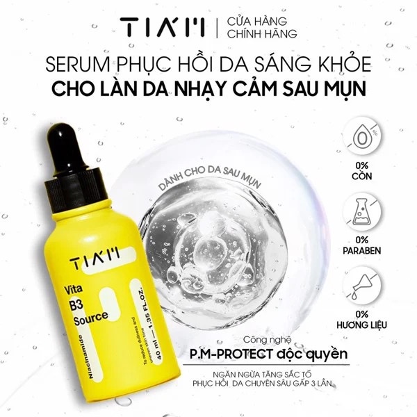 Tinh Chất Dưỡng Trắng Da, Giảm Thâm Nám, Phục Hồi Da Sau Mụn Tiam Vita B3 Source Serum 40ml