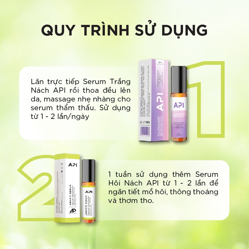 [SET MUA 2 TẶNG 1] Serum Giảm thâm nách, khử mùi hôi nách API Mee Natural 10ml - XANH LÁ