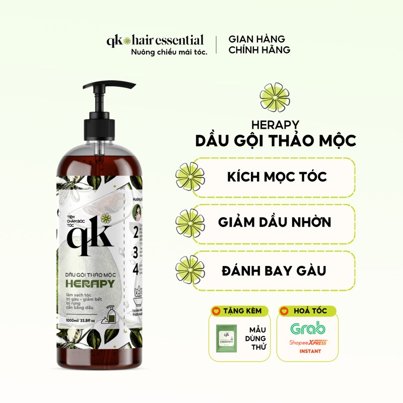 DẦU GỘI BỒ KẾT THẢO MỘC HANDMADE QK | Giảm gàu làm sạch dịu nhẹ giảm ngứa da đầu kích mọc tóc | BigBuy360 - bigbuy360.vn