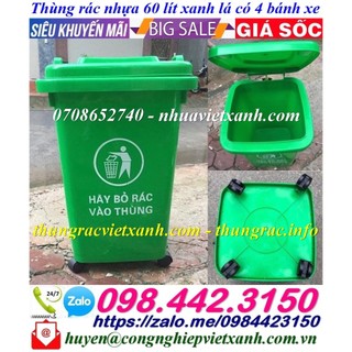 Thùng rác 60 lít có 4 bánh xe