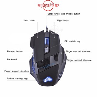 Chuột chơi game có dây Dragon X3 (Đen phối xanh)