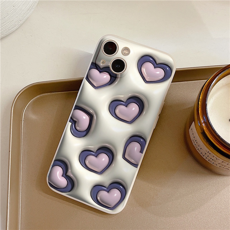 Ốp Điện Thoại Độc Đáo nhiều tim tím Cho iPhone 7 8plus SE X Xs 11 11pro 11promax 12pro 13 13Pro 13Prm e5100