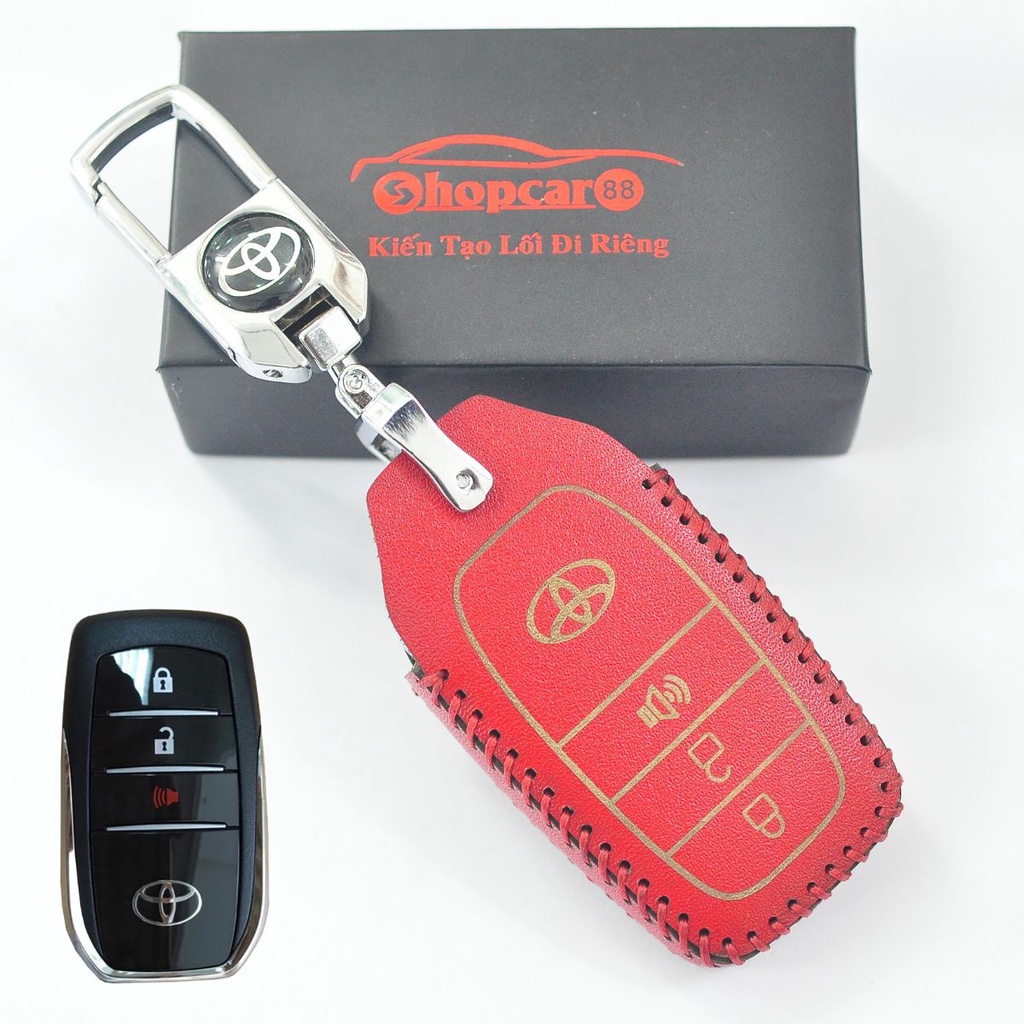 Bao Da chìa khoá xe Toyota Innova, Fortuner, Hilux 2017-2023... chìa 3 nút mẫu chuẩn như hình