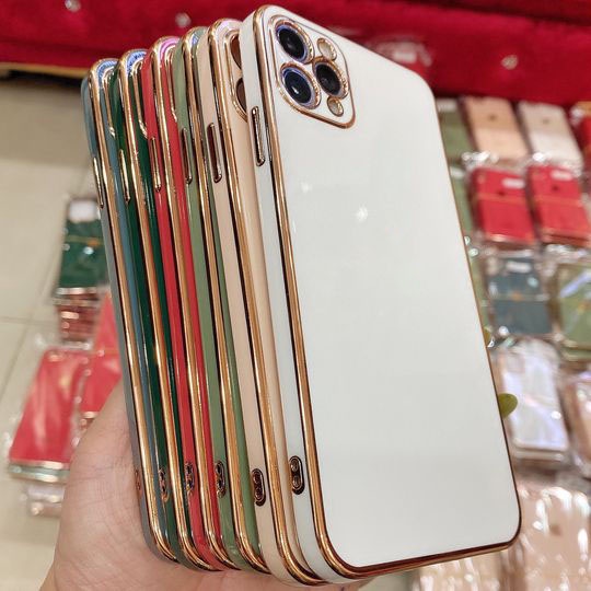 Ốp Lưng Vuông TPU Dẻo Mạ Viền Màu Nhiều Màu Macron Hàn Quốc [Ốp Độ] 7plus/8plus/x/xr/xs/11/12/13/14/pro/max/promax