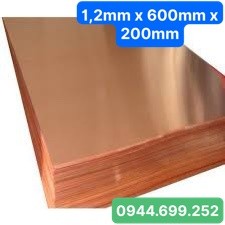 Đồng tấm lá đỏ , dày 1,2mm , rộng 60cm , dài 20cm