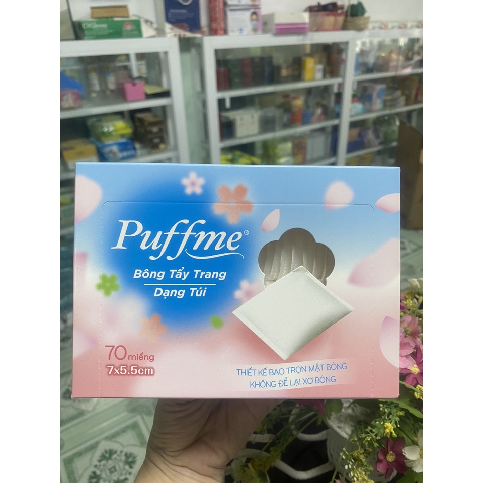 Hộp Bông Tẩy Trang PUFFME Túi 70 Miếng/Hộp