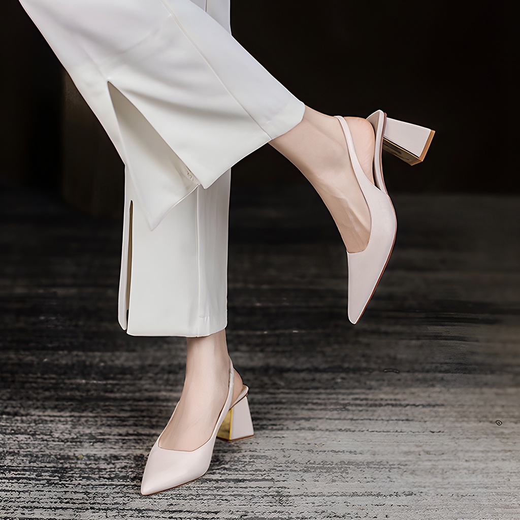 Giày cao gót mũi nhọn basic, giày cao gót slingback thanh trang nhã cao 7cm_AA0375