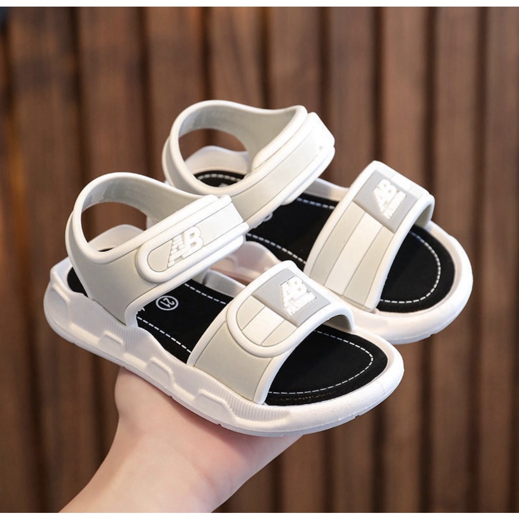 Sandal cho bé trai bé gái từ 1 đến 10 tuổi siêu nhẹ quai dán, DÉP QUAI HẬU cho Học Sinh Màu Trắng