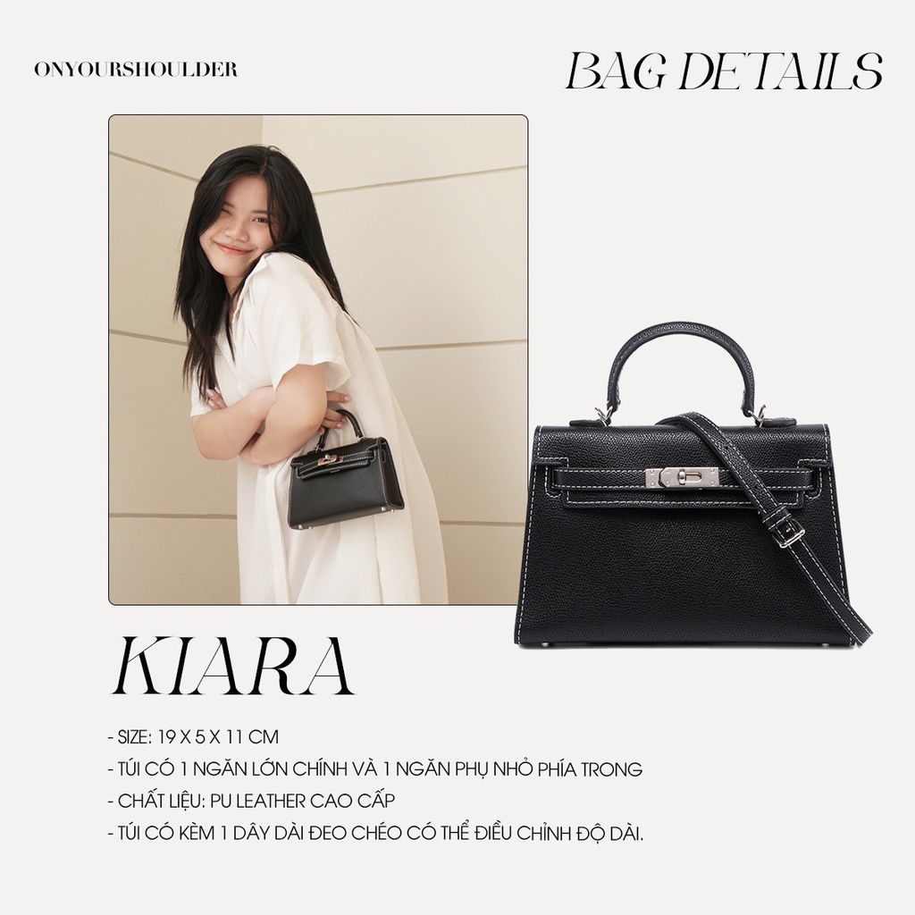 Túi xách nữ màu đen thời trang Kiara Bag, túi da công sở thanh lịch cao cấp sành điệu Onyourshoulder