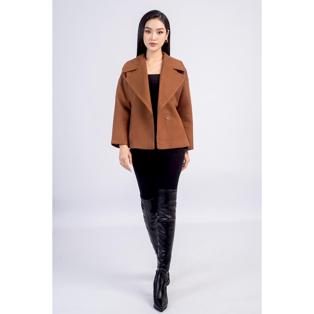 Áo khoác dạ ngắn kèm đai rời MMOutfit AK0622021