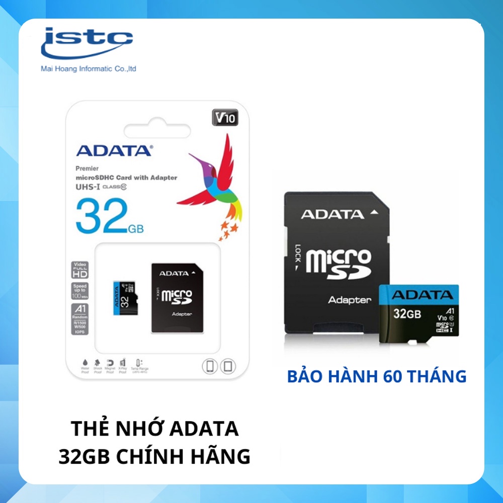 Thẻ nhớ camera wifi, Camera hành trình, điện thoại thông minh ADATA 32GB + Adapter Class 10 cao cấp