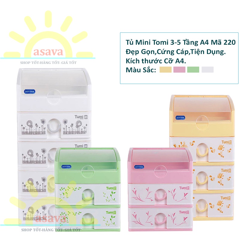Tủ Nhựa Tomi Mini 3 Tầng, 4 Tầng, 5 Tầng A4( Mã 220)- Đẹp Gọn, Tiện Dụng, Gia Dụng Asava