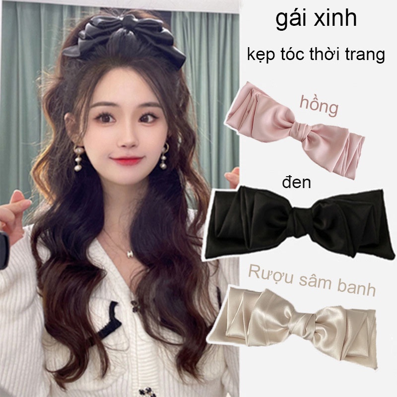 Kẹp Tóc hàn quốc Nơ Màu Trơn Thời Trang Cho Nữ
