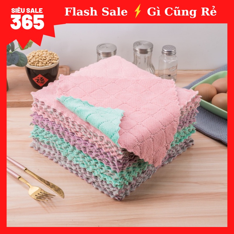Khăn Lau Bếp Đa Năng Loại Lớn - Khăn Lau Tay Vải Mềm Mịn 2 Mặt Loại Nhỏ Thấm Hút Tốt