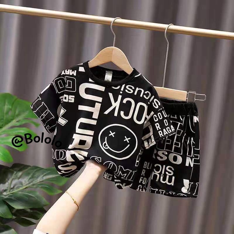 Bololo Set Áo Thun Tay Ngắn + Quần short Năng Động Thời Trang Cho Bé