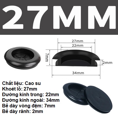 Combo 10 Vòng đệm, ron cao su, nút che lỗ tủ điện phi 22mm, 25mm, 27mm, 30mm, 32mm