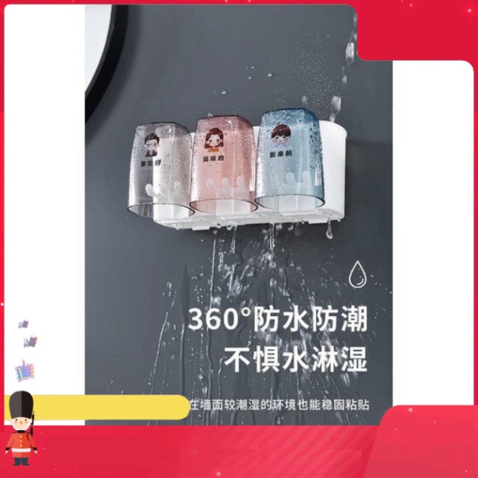 Kệ để bàn chải đánh răng nhả kem tự động thông minh giá treo 4 cốc dán tường để đồ dùng cho nhà tắm S001