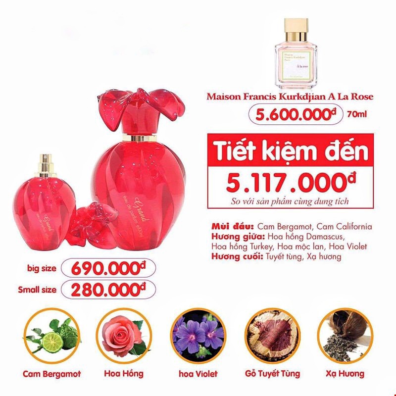 NƯỚC HOA NỮ GAND 10ML_100ML NGỌT MÁT SANG TRỌNG