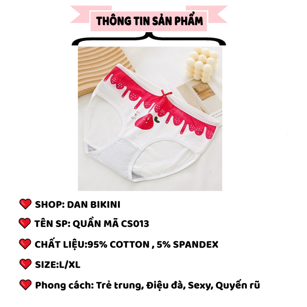 Quần Lót Nữ Cotton gân tăm Dâu tây đỏ chống viêm mềm mại thoáng mát MÃ CS013