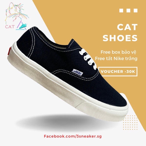 Giày Vans Vault Classic Black, Vans Classic Đen; Full Box, Phụ Kiện, Tặng Vớ Trắng