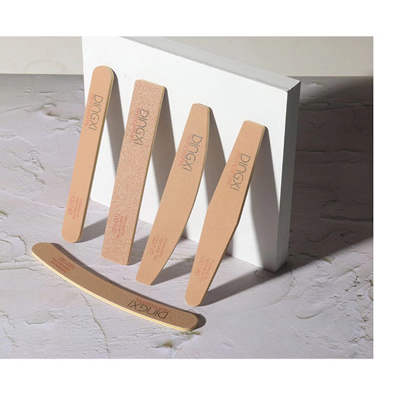 Dũa mỹ DINGXI dũa móng tay siêu bền da bò nâu vàng độ nhám 100/180, dũa móng tay Dingxxi