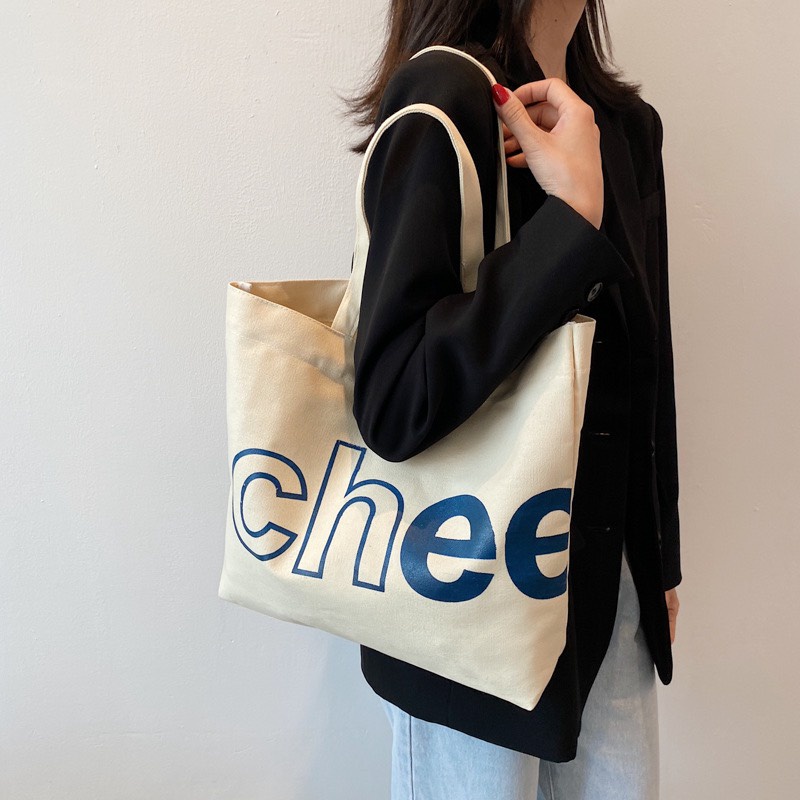 Túi tote vải canvas đeo vai phong cách Hàn Quốc Tui canvas bag giá rẻ đẹp đi học đựng vừa laptop