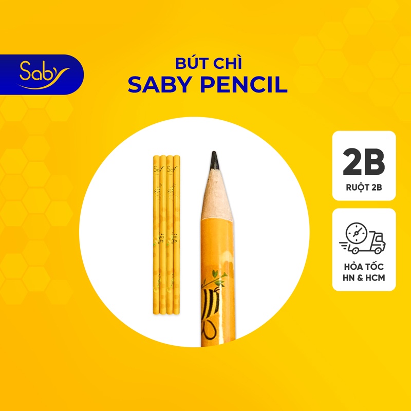 Bút chì tập viết cho bé, set cái màu vàng in hình ong dễ thương dụng cụ học tập cho bé