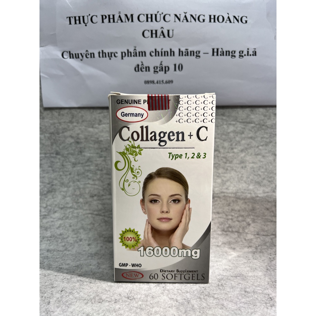 Viên uống COLLAGEN+C type 1,2&3 bổ sung collagen, vitamin e giúp chống lão hóa, cải thiện nếp nhăn - Hộp 60 viên