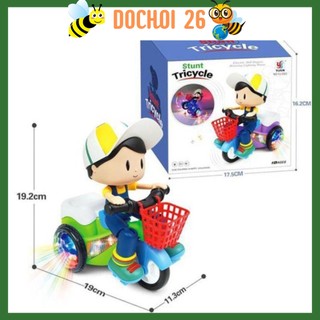 Đồ chơi trẻ em đi xe đạp xoay,Cậu bé đi xe đạp xoay phát nhạc và ánh sáng đèn LED