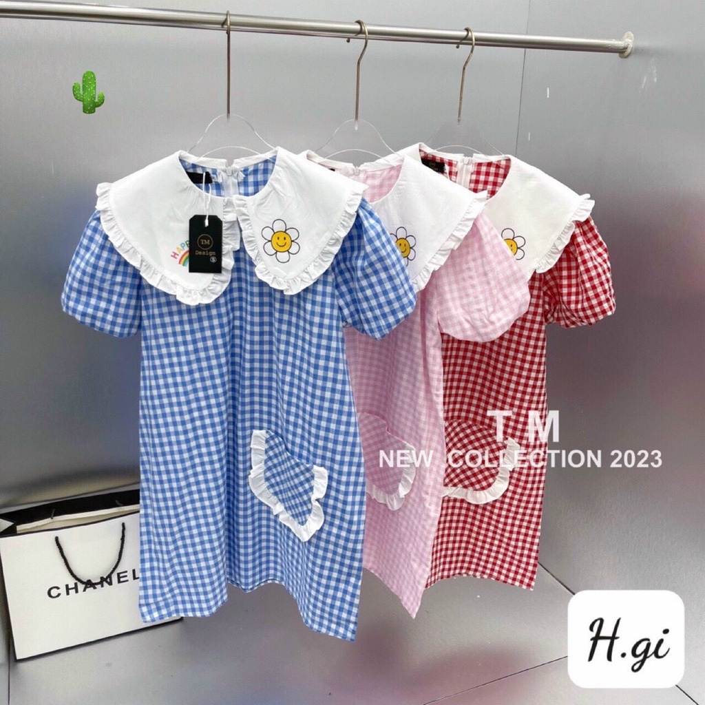 đầm bầu sơ mi công sở caro siêu xinh cổ bèo pc