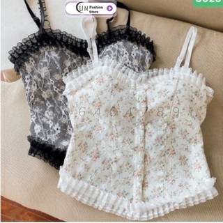 Áo bra ren chun hoa nhí đính khuy Cho Nữ Dưới 55kg Hàng L1