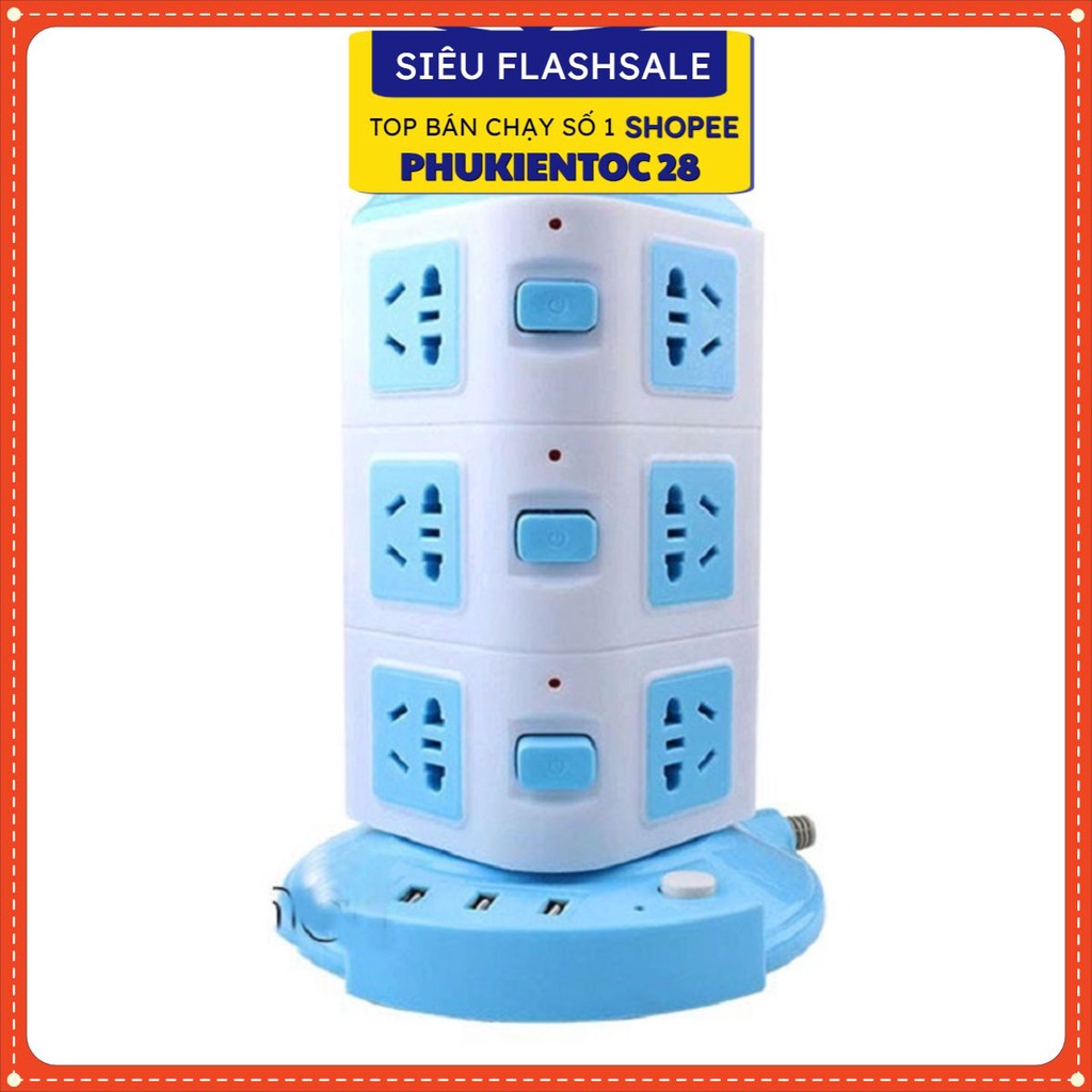 Ổ Điện Thông Minh Dây Dài 2 Mét 3 Chấu Đa Năng Có Cổng Sạc USB Chính Hãng, Ổ Cắm Điện 2 Tầng, 3 Tầng, 4 Tầng, 5 Tầng